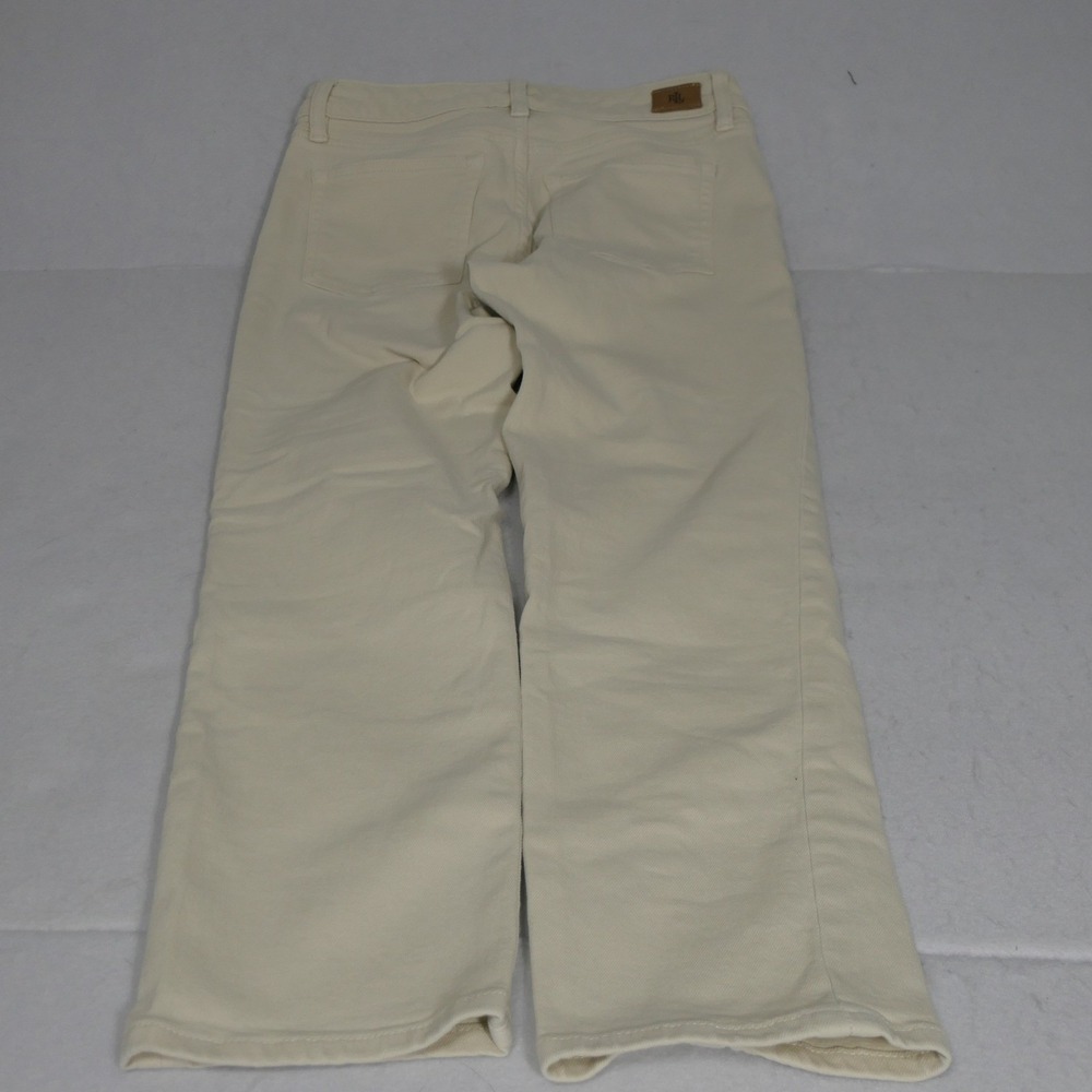 Lauren Ralph Lauren Womens Pants 0P Cream Denim Straight Leg Preppy Timeless - Picture 10 of 10